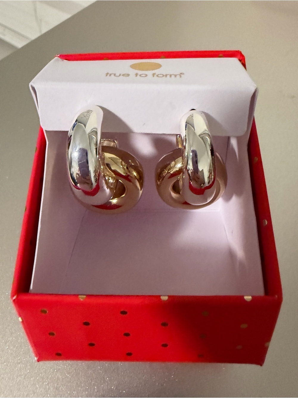 True to Form Two-Tone Knot Hoop Earrings — Gold & Silver